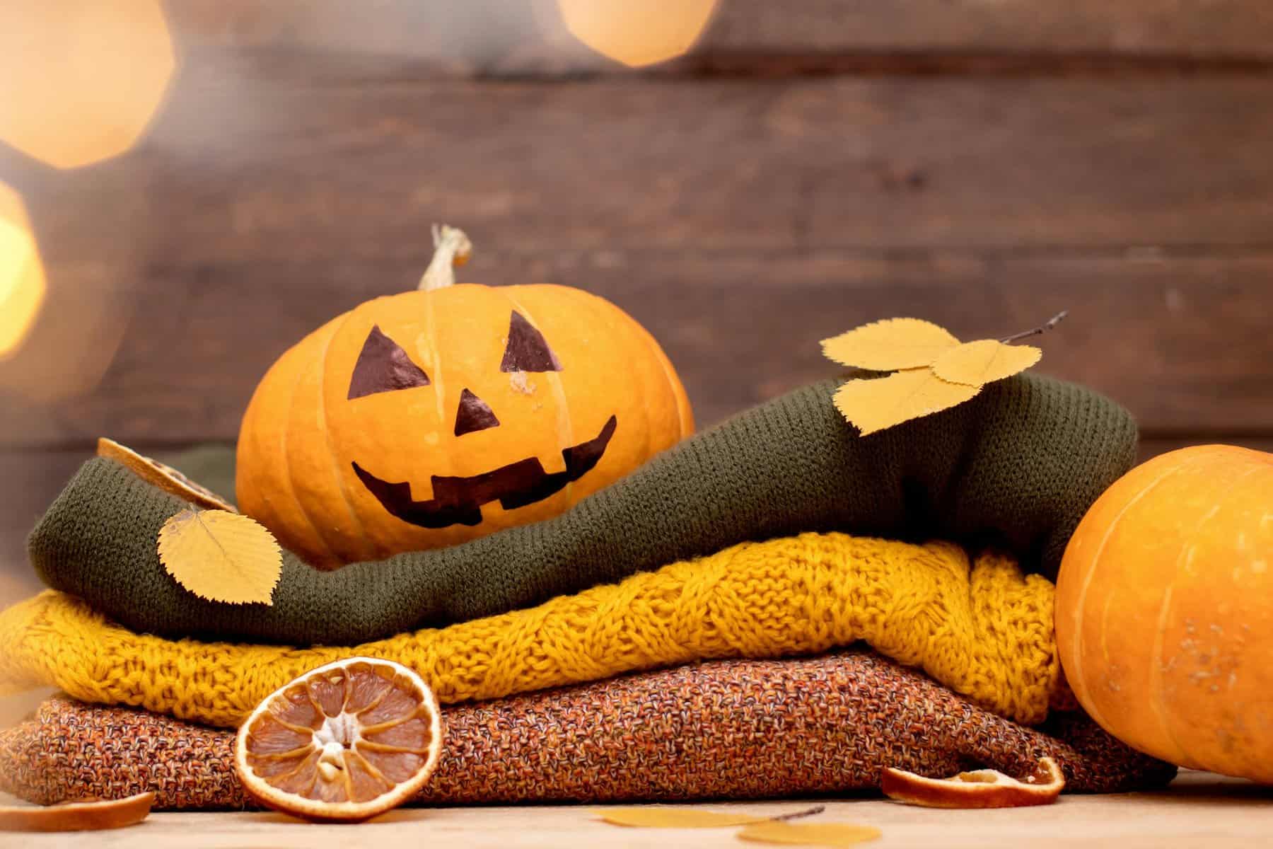 Halloween pumpkin in decorations for the halloween party