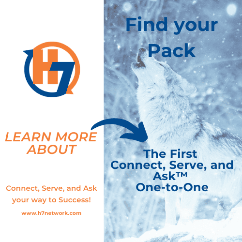 Leveraging the Connect, Serve, and Ask™ One-to-One method can greatly enhance your business prospects by fostering trust and building collaborative relationships. Below, we delve into how to implement this strategic approach and explore its potential benefits. Connect, Serve, and Ask™ is the tenet for H7 Network and culture-maker developed by the founder, Clay Hicks.